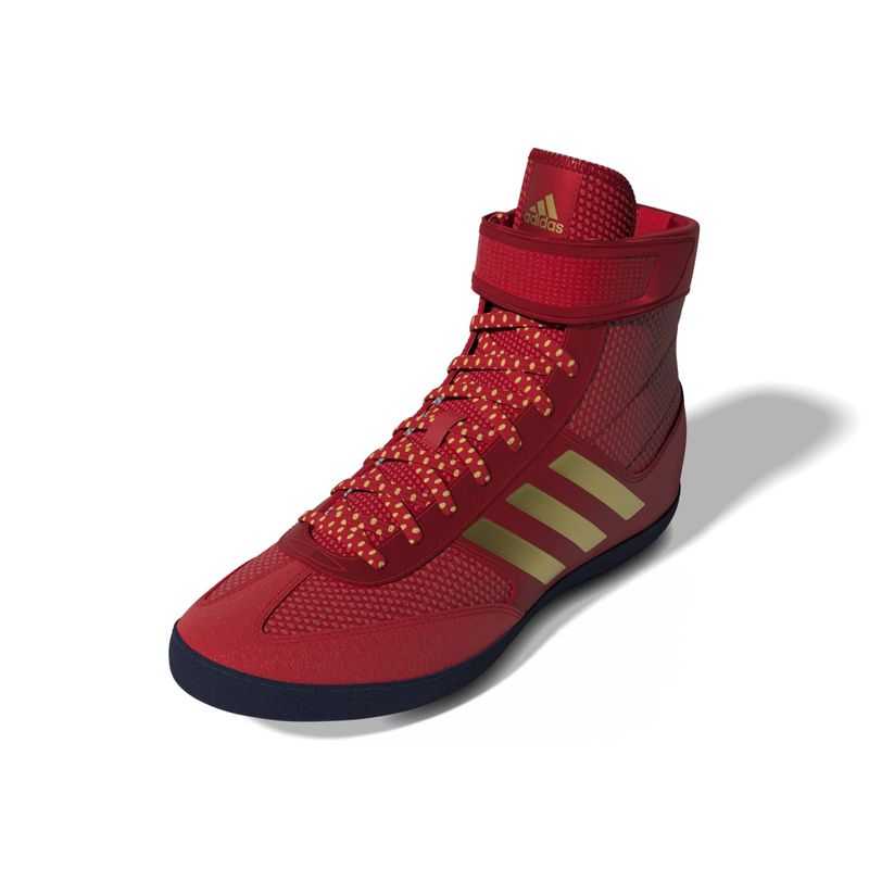 Adidas 224 Combat Speed 5 Wrestling Shoes - Red Matelic Gold Navy - HIT a Double - 3