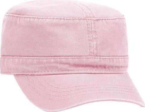 OTTO 109-791 Superior Garment Washed Cotton Twill Military Style Cap with Adjustable Hook and Loop - Pink - HIT a Double - 1