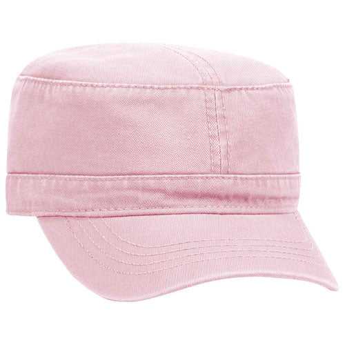 OTTO 109-791 Superior Garment Washed Cotton Twill Military Style Cap with Adjustable Hook and Loop - Pink - HIT a Double - 1
