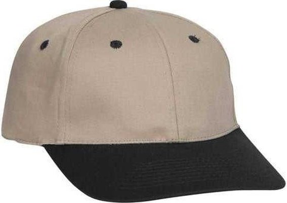 OTTO 11-018 Stretchable Deluxe Brushed Cotton Twill 6 Panel Low Profile Pro Style Cap - Black Khaki - HIT a Double - 1