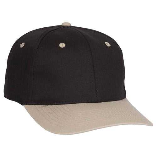 OTTO 11-018 Stretchable Deluxe Brushed Cotton Twill 6 Panel Low Profile Pro Style Cap - Khaki Black - HIT a Double - 1