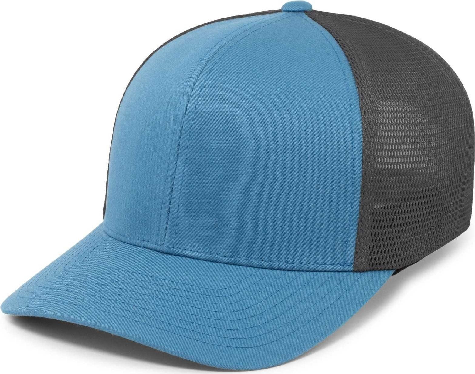 Pacific Headwear 110F Trucker Flexfit Snapback Cap - Ocean Blue Lt Charcoal Ocean Blue - HIT a Double