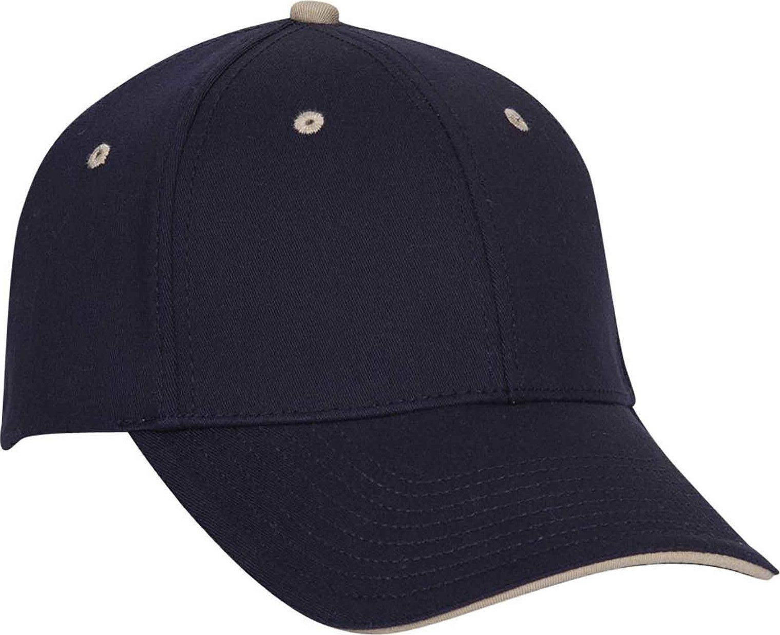 OTTO 12-267 Stretchable Deluxe Brushed Cotton Twill Sandwich Visor Low Profile Pro Style Cap S/M - Navy Navy Khaki - HIT a Double - 1