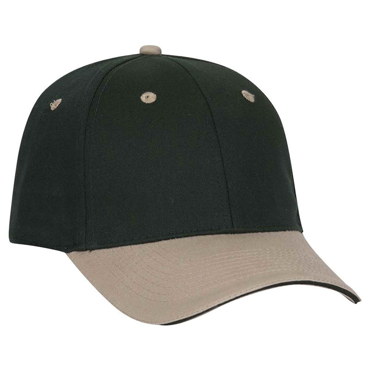 OTTO 12-267 Stretchable Deluxe Brushed Cotton Twill Sandwich Visor Low Profile Pro Style Cap S/M - Khaki Dark Green Dark Green - HIT a Double - 1