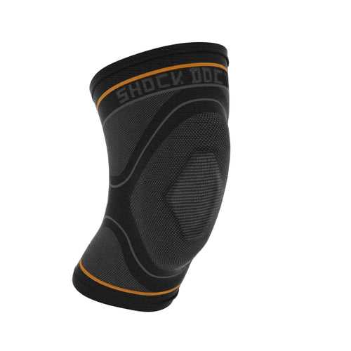 Shock Doctor 2065 Compression Knit Knee Sleeve with Gel Support Adult - Black Gray - HIT a Double