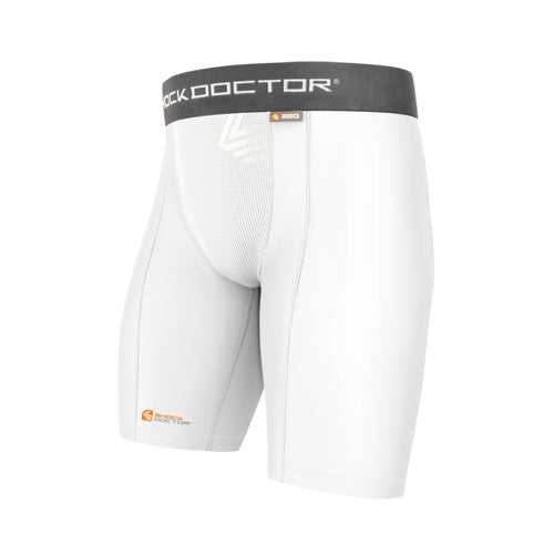 Shock Doctor 220 Core Compression Short with Cup Pocket - White - HIT A Double