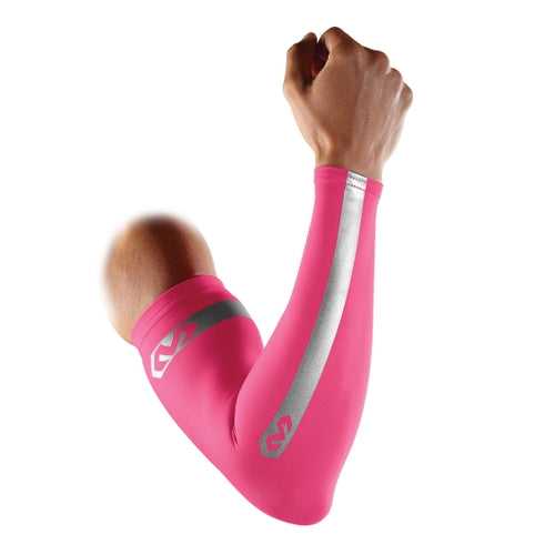 McDavid MD6566RF Reflective Compression Arm Sleeves Pair Adult - Bright Pink - HIT a Double