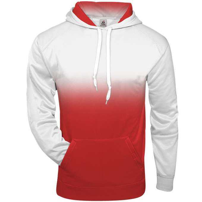 Badger Sport 1403 Ombre Hoodie - White Red - HIT a Double - 1