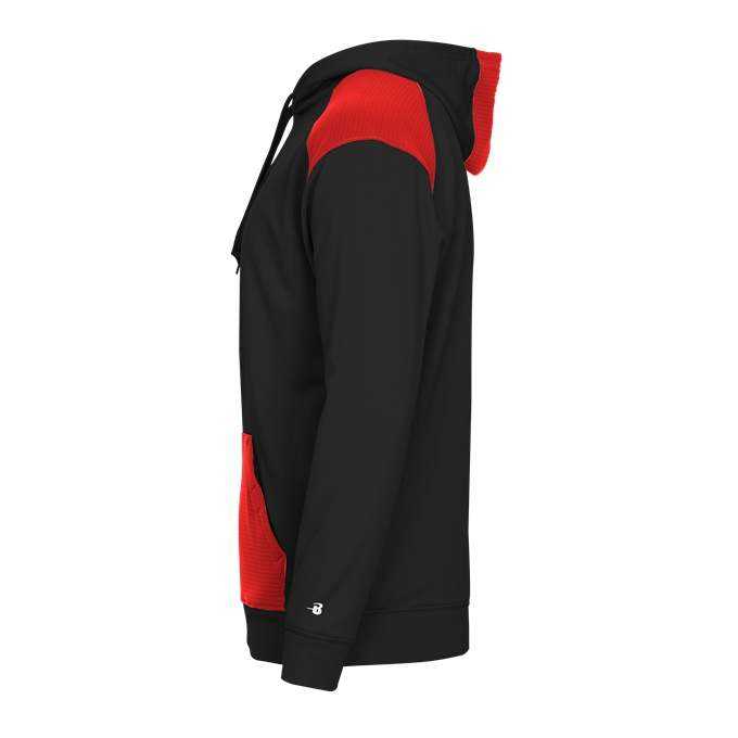 Badger Sport 1440 Breakout Performance Fleece Hoodie - Black Red - HIT a Double - 2