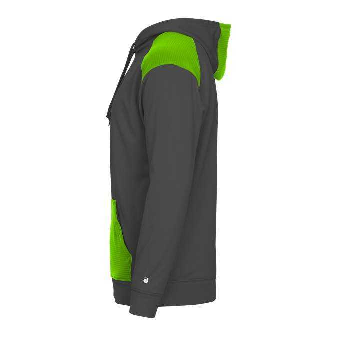 Badger Sport 1440 Breakout Performance Fleece Hoodie - Graphite Lime - HIT a Double - 2