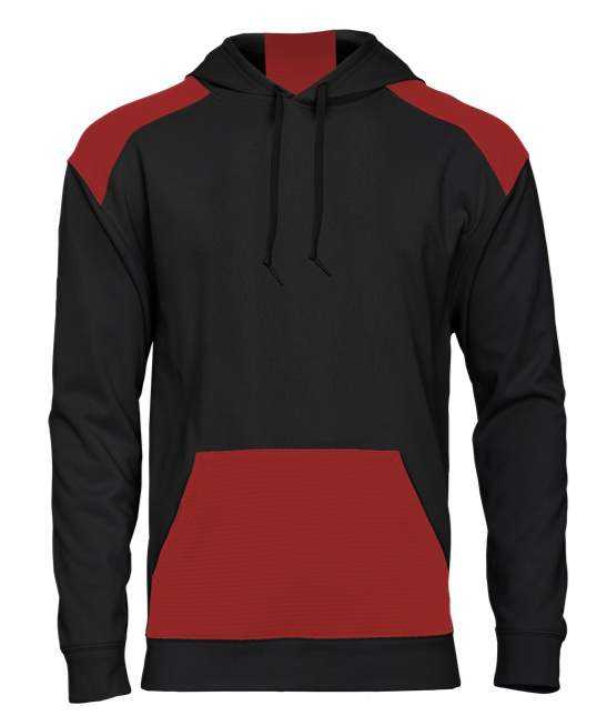 Badger Sport 1440 Breakout Performance Fleece Hoodie - Black Red - HIT a Double - 1
