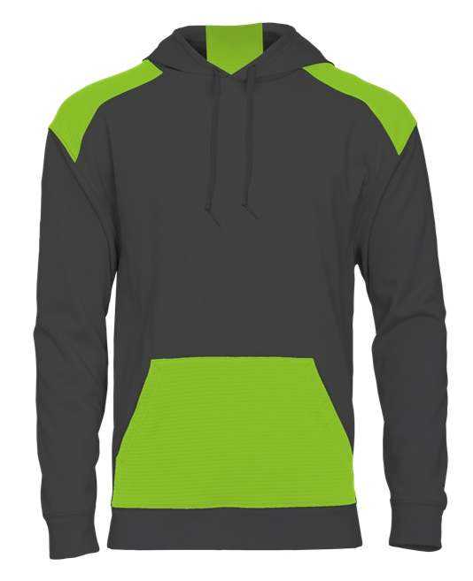 Badger Sport 1440 Breakout Performance Fleece Hoodie - Graphite Lime - HIT a Double - 1