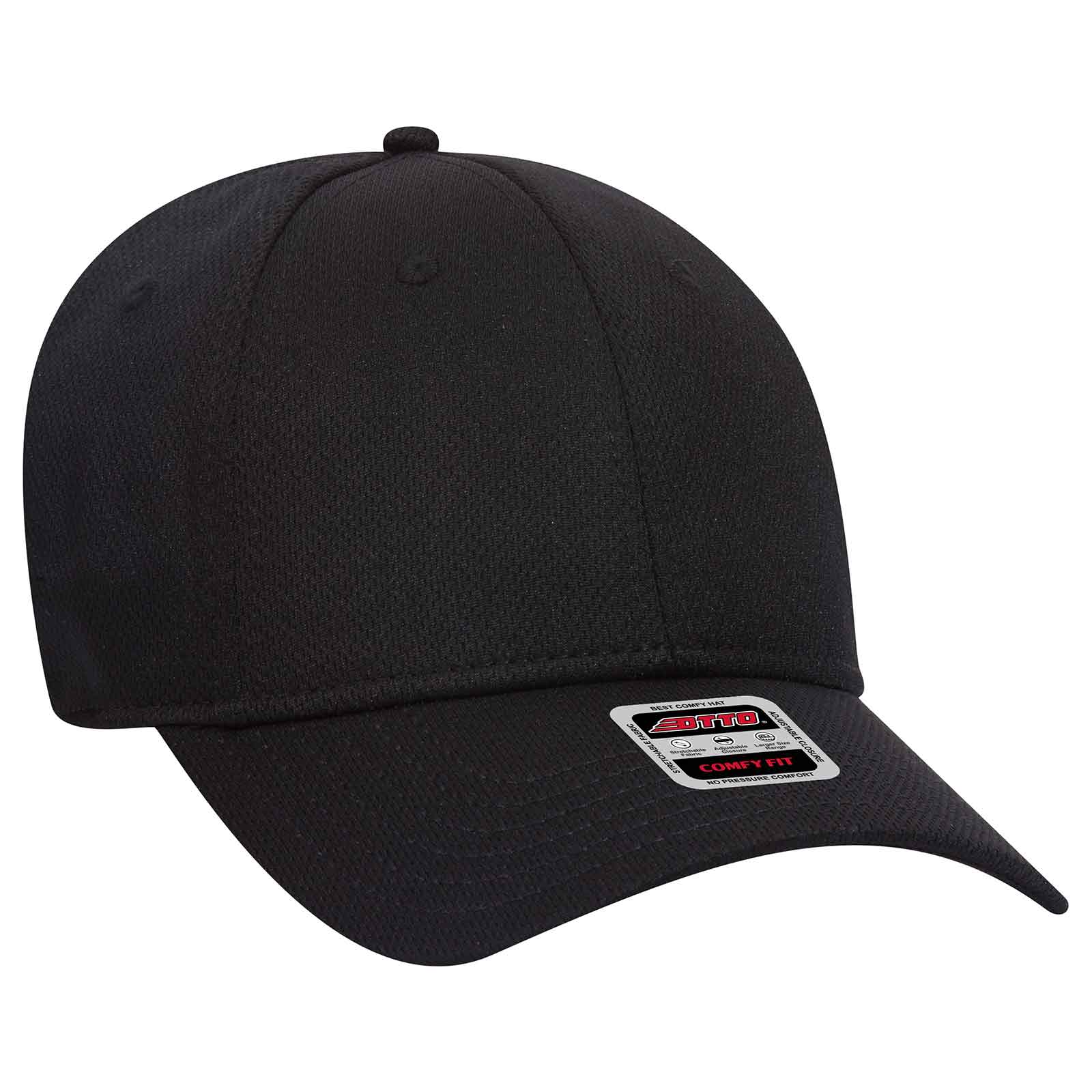 OTTO 19-1284 Otto Comfy Fit 6 Panel Low Profile Baseball Cap - Black - HIT a Double - 1