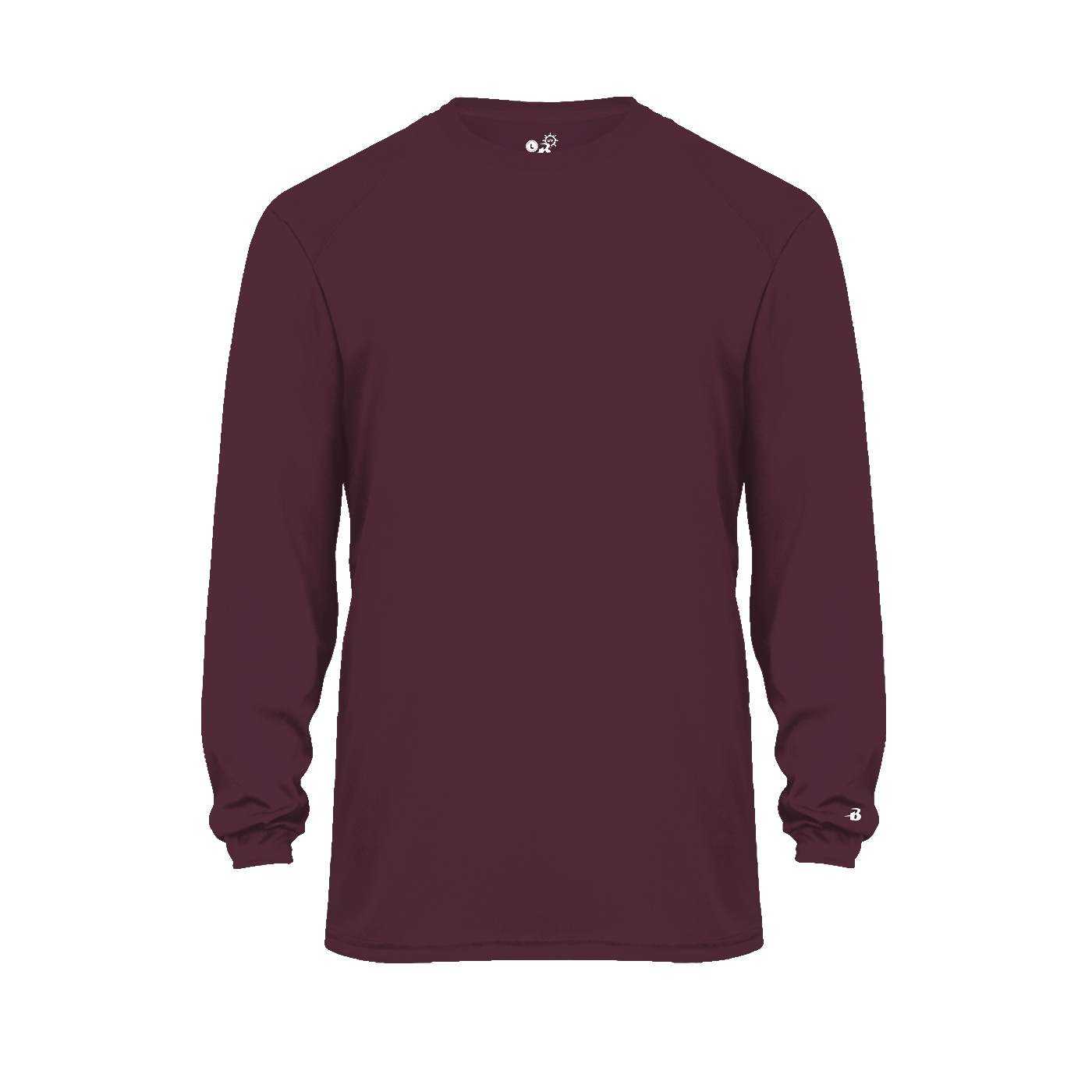 Badger Sport 2004 Ultimate Softlock Youth Long Sleeve Tee - Maroon - HIT a Double - 1