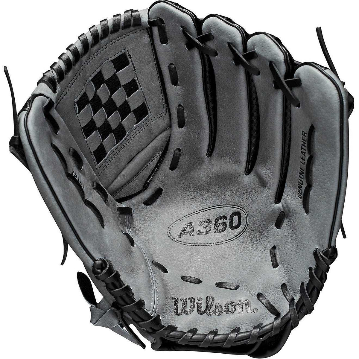 Wilson A360 12.50&quot; Utility Baseball Glove - Black Gray - HIT A Double