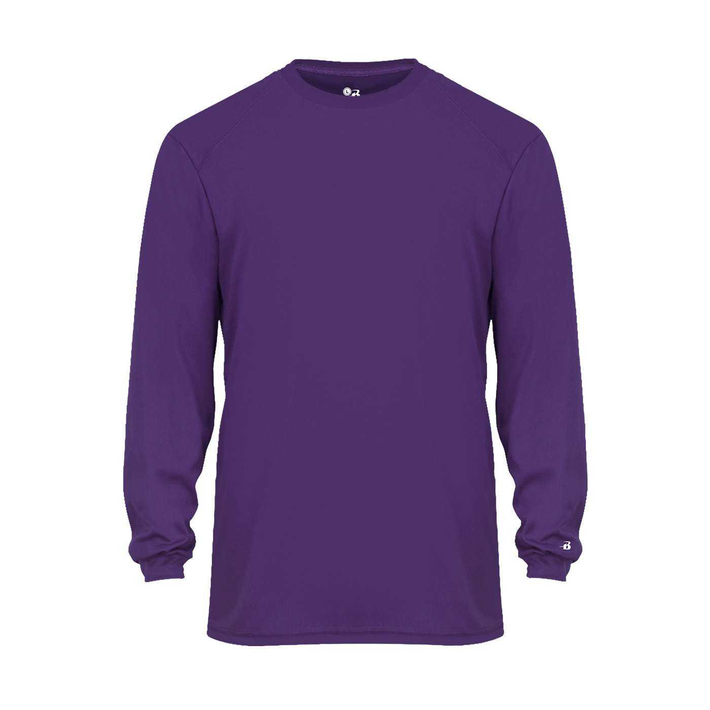 Badger Sport 2104 Youth B-Core Long Sleeve Tee - Purple - HIT a Double - 1