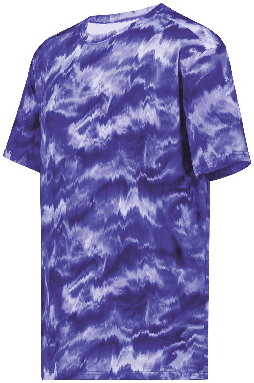 Holloway 222696 Youth Stock Cotton Touch Poly Tee - Purple Shockwave Print - HIT a Double