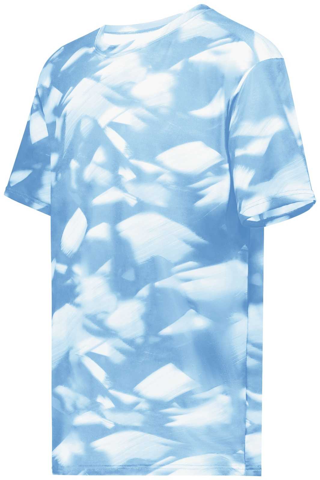 Holloway 222596 Stock Cotton Touch Poly Tee - Columbia Blue Glacier Print - HIT a Double