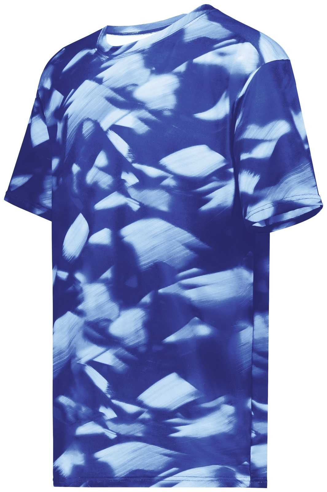 Holloway 222696 Youth Stock Cotton Touch Poly Tee - Royal Glacier Print - HIT a Double