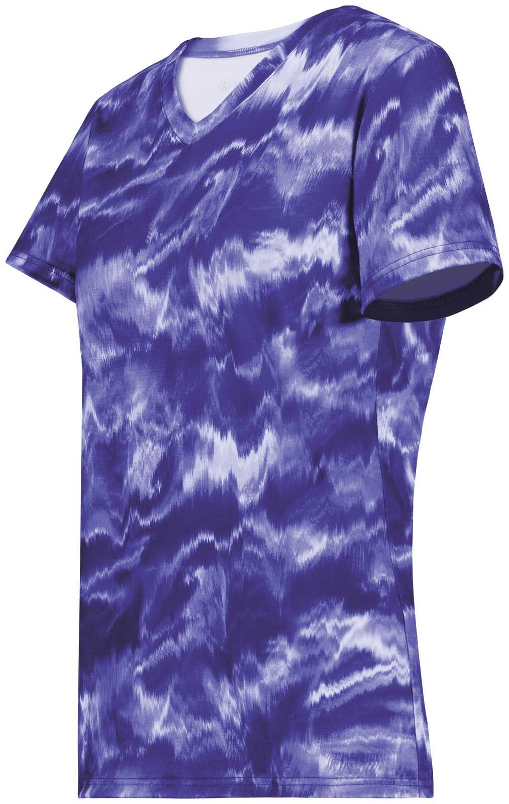Holloway 222796 Ladies Stock Cotton Touch Poly Tee - Purple Shockwave Print - HIT a Double