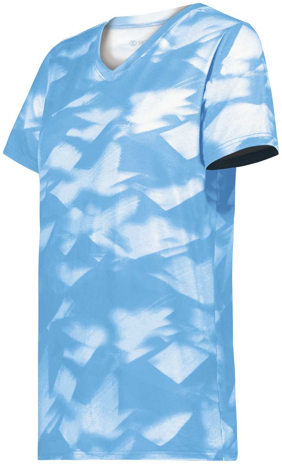 Holloway 222796 Ladies Stock Cotton Touch Poly Tee - Columbia Blue Glacier Print - HIT a Double