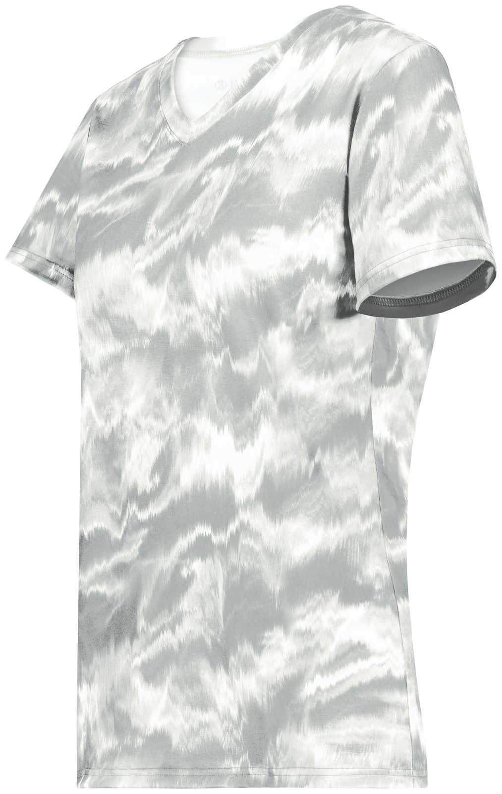 Holloway 222796 Ladies Stock Cotton Touch Poly Tee - Silver Shockwave Print - HIT a Double