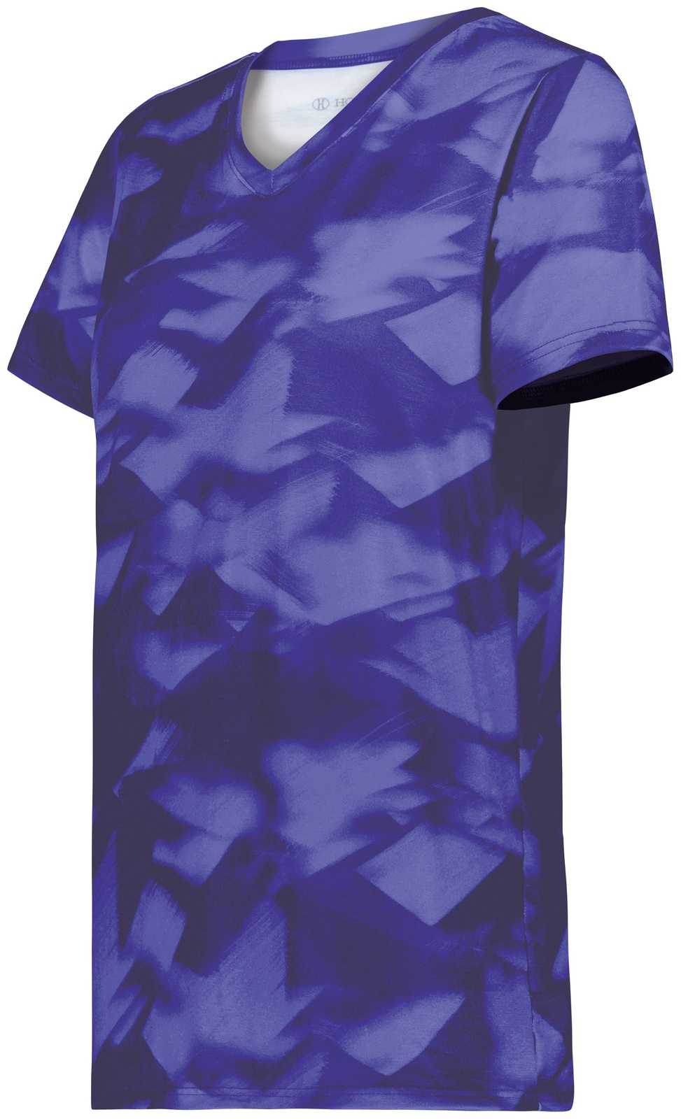Holloway 222796 Ladies Stock Cotton Touch Poly Tee - Purple Glacier Print - HIT a Double