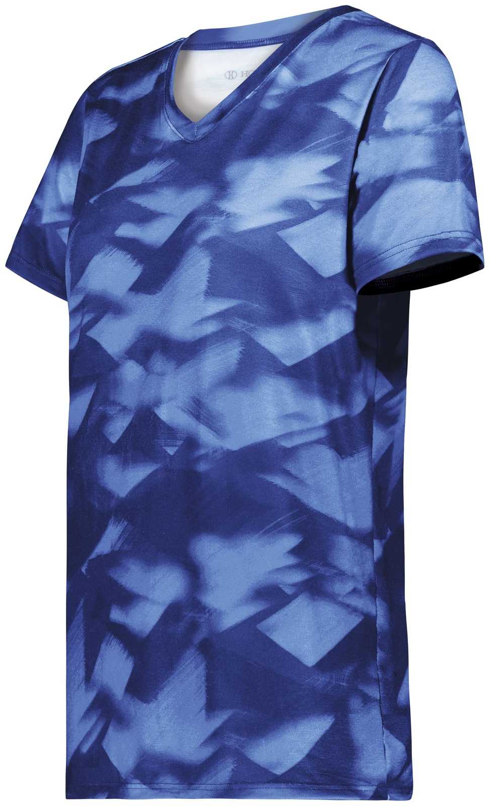 Holloway 222796 Ladies Stock Cotton Touch Poly Tee - Navy Glacier Print - HIT a Double