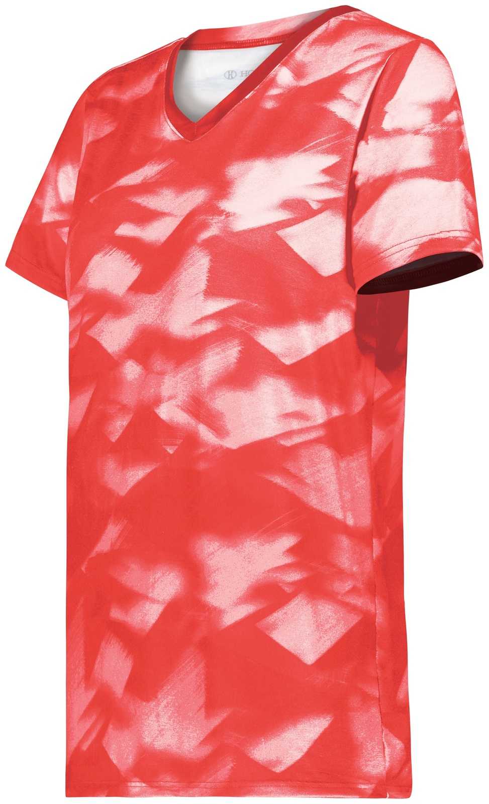 Holloway 222796 Ladies Stock Cotton Touch Poly Tee - Red White - HIT a Double