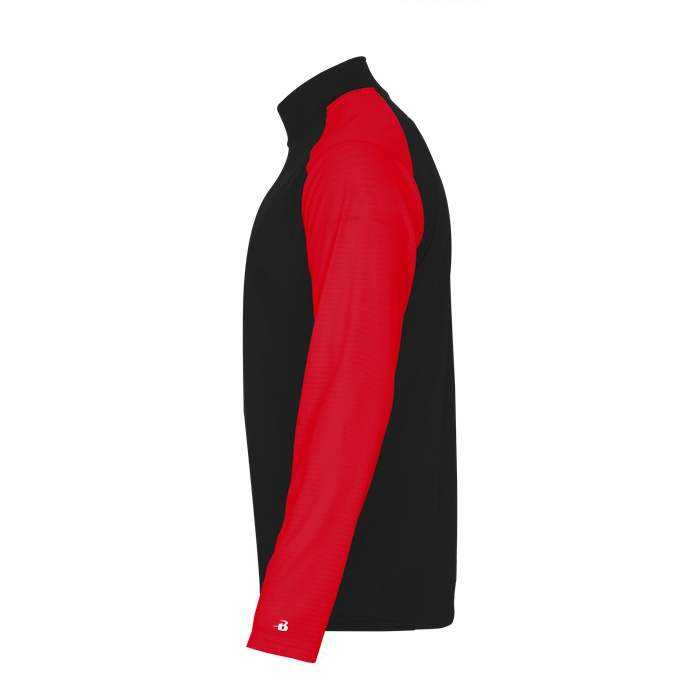 Badger Sport 2231 Breakout Youth 1/4 Zip - Black Red - HIT a Double - 2
