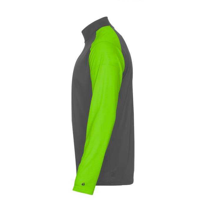 Badger Sport 2231 Breakout Youth 1/4 Zip - Gray Lime - HIT a Double - 2