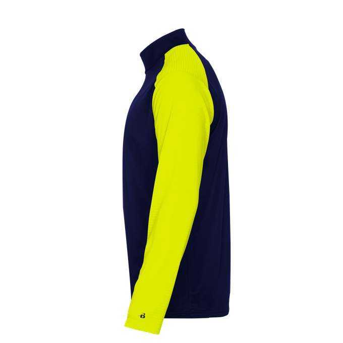 Badger Sport 2231 Breakout Youth 1/4 Zip - Navy Safety Yellow - HIT a Double - 2