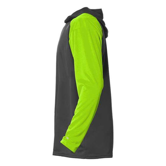 Badger Sport 2235 Breakout Youth Hoodie Tee - Graphite Lime - HIT a Double - 1