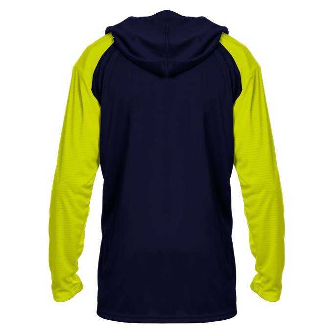 Badger Sport 2235 Breakout Youth Hoodie Tee - Navy Safety Yellow - HIT a Double - 3