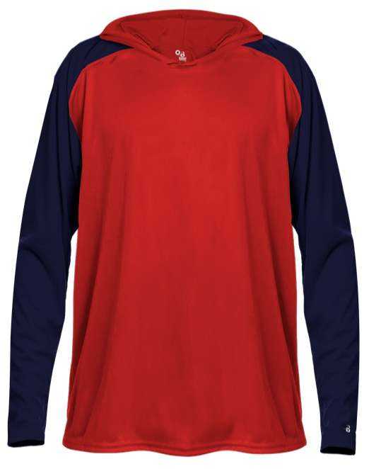 Badger Sport 2235 Breakout Youth Hoodie Tee - Red Navy - HIT a Double - 1