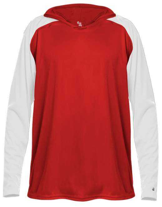 Badger Sport 2235 Breakout Youth Hoodie Tee - Red White - HIT a Double - 1