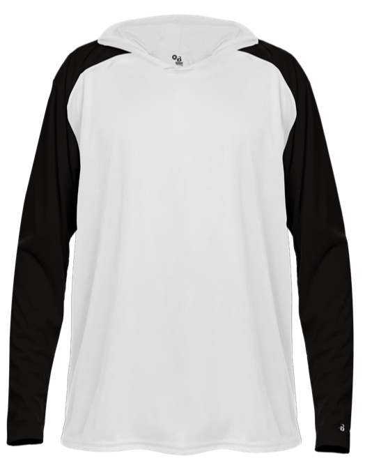 Badger Sport 4235 Breakout Adult Hoodie Tee - White Black - HIT a Double - 1