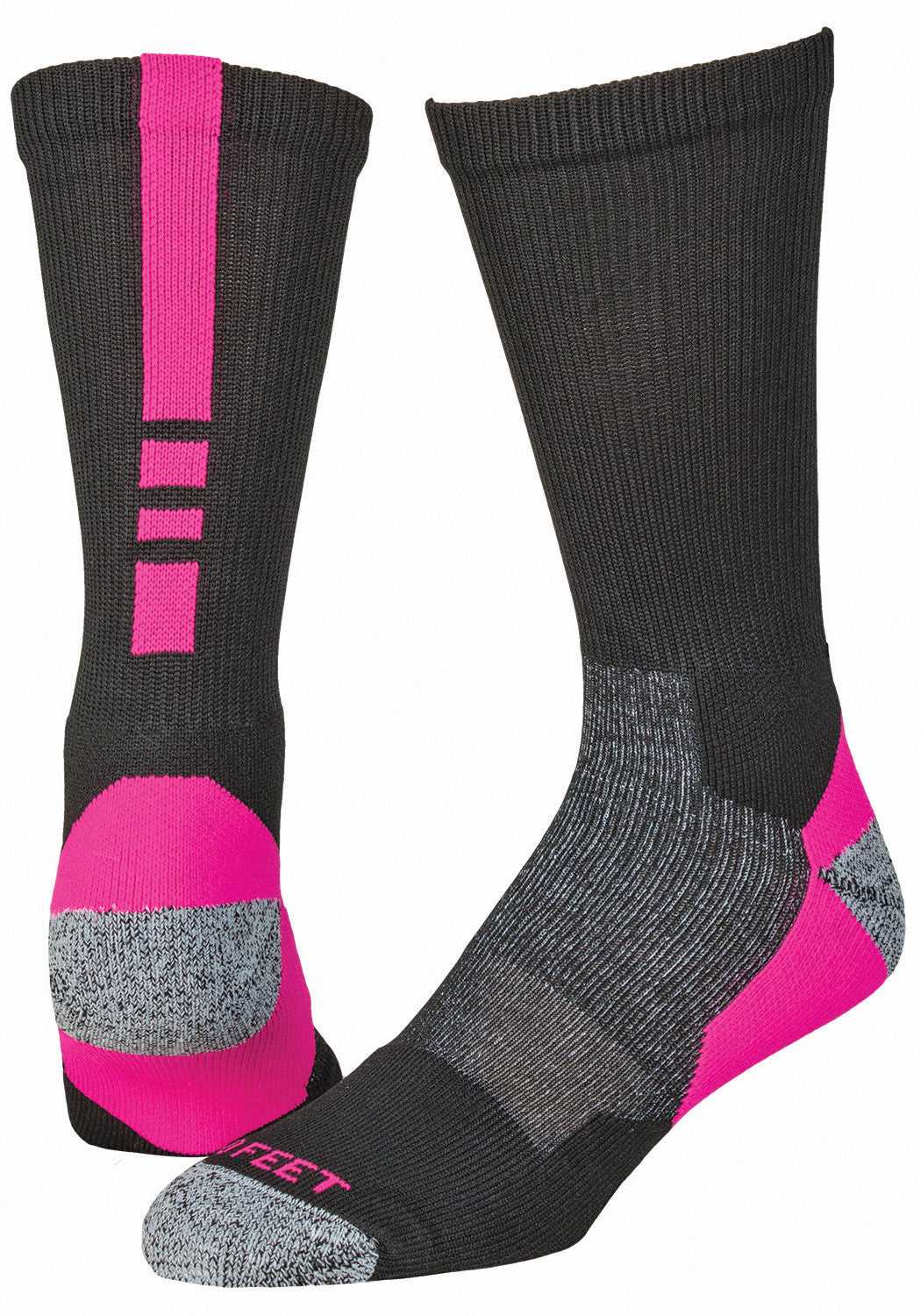 Pro Feet 238 Pro Feet Performance Shooter 2.0 Crew Socks - Black Neon Pink - HIT a Double