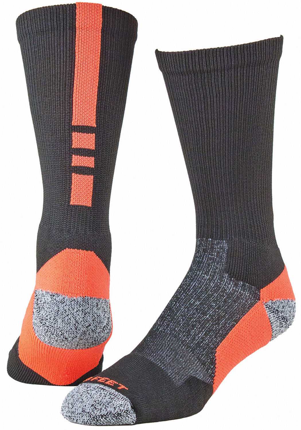 Pro Feet 238 Pro Feet Performance Shooter 2.0 Crew Socks - Black Neon Orange - HIT a Double