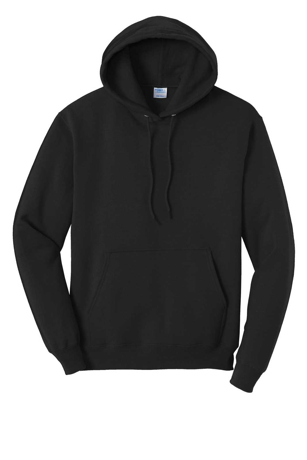 Port & Company PC79H Fleece Pullover Hooded Sweatshirt - Jet Black - HIT a Double - 1