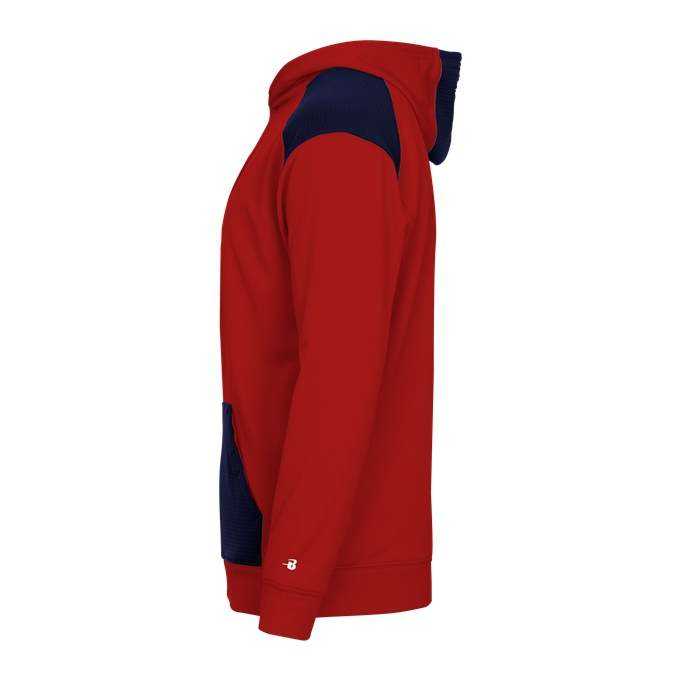 Badger Sport 2440 Breakout Performance Fleece Youth Hoodie - Red Navy - HIT a Double - 2