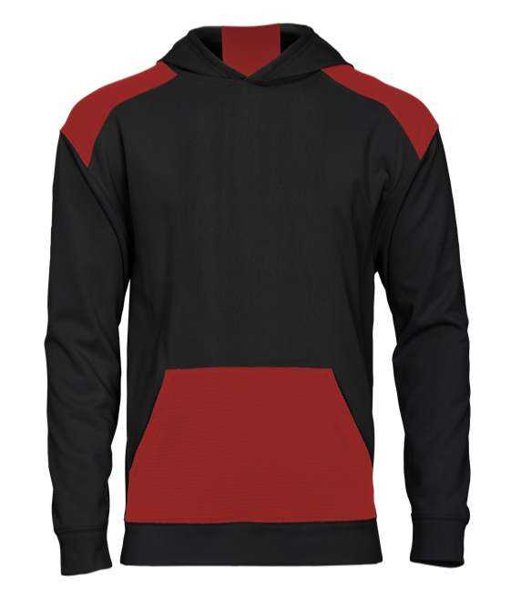 Badger Sport 2440 Breakout Performance Fleece Youth Hoodie - Black Red - HIT a Double - 1