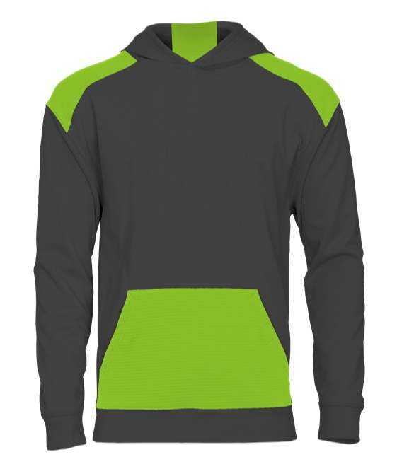 Badger Sport 2440 Breakout Performance Fleece Youth Hoodie - Graphite Lime - HIT a Double - 1