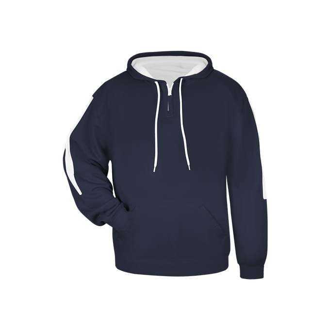 Badger Sport 2456 Sideline Fleece Youth Hoodie - Navy White - HIT a Double - 1
