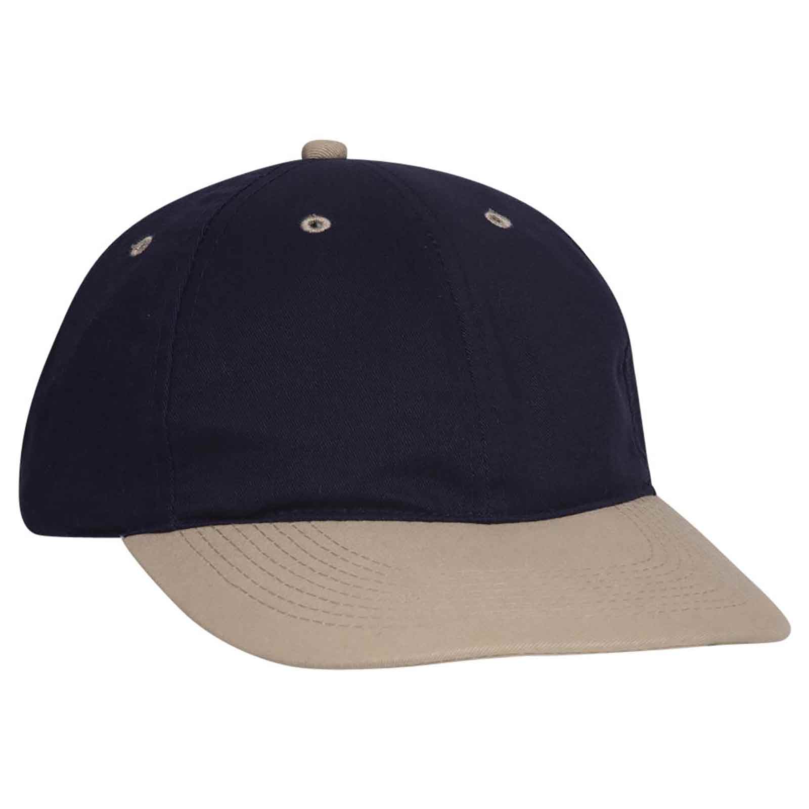 OTTO 25-023 Brushed Cotton Twill Sport Low Profile Pro Style Cap - Khaki Navy - HIT a Double - 1
