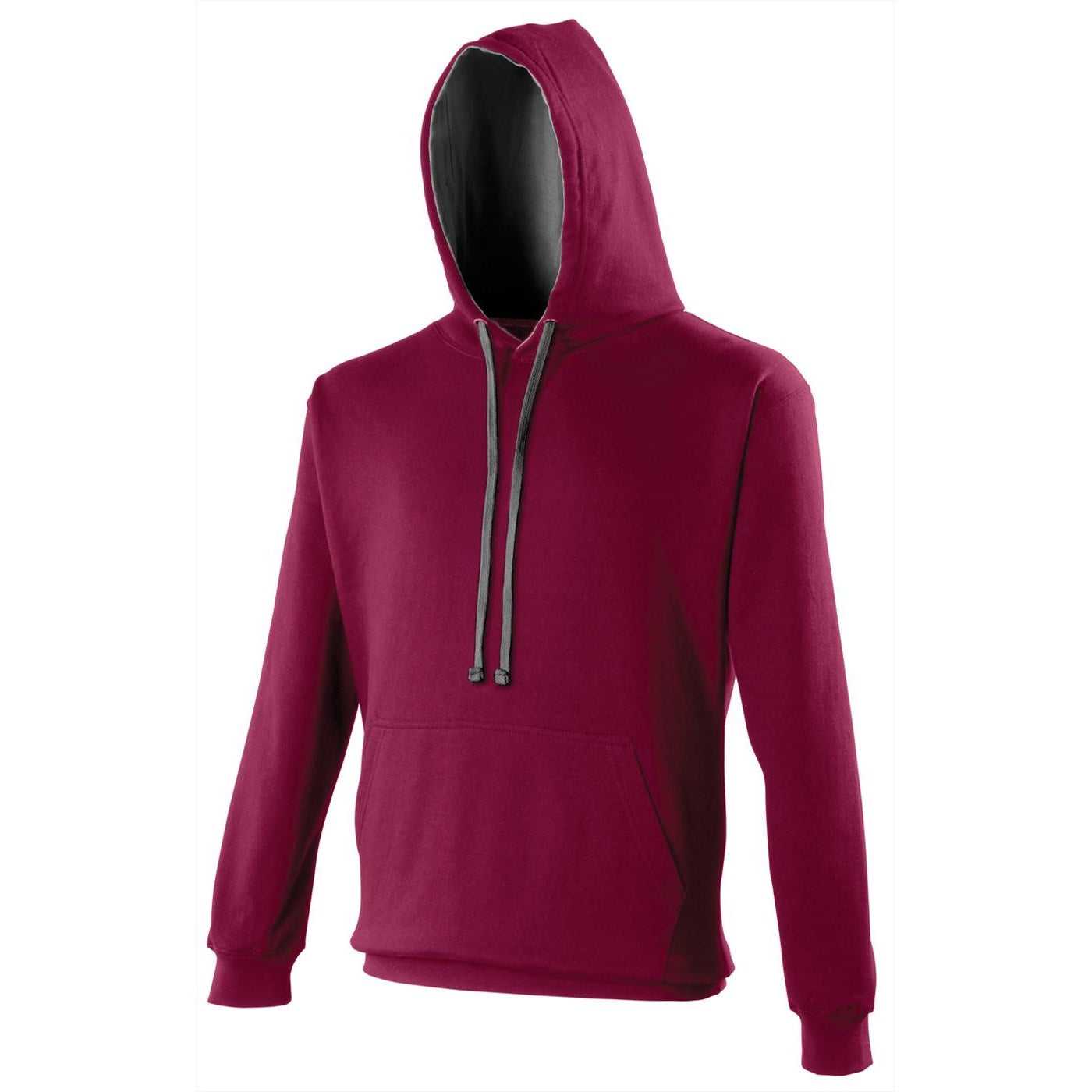Just Hoods JHA003 Varsity Contrast Hoodie - Burgundy Charcoal - HIT a Double