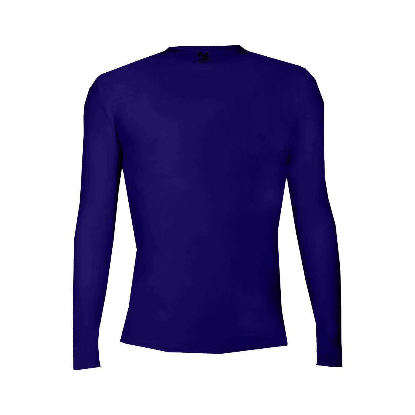 Badger Sport 2605 Pro-compression Long Sleeve Youth Crew - Purple - HIT a Double - 1