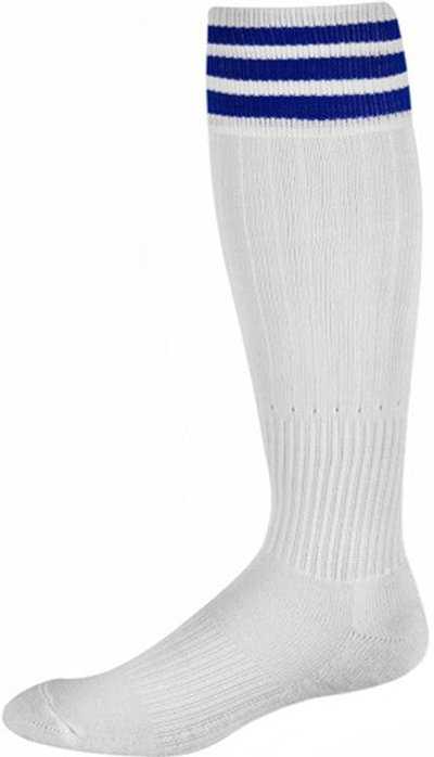 Pro Feet 268 3 Stripe Soccer Socks - White Navy - HIT a Double
