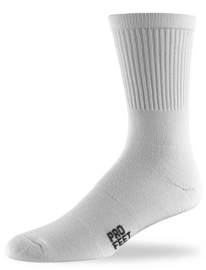 Pro Feet 5000/10 Cotton Crew (10 Pair Pkg) Socks - White - HIT a Double