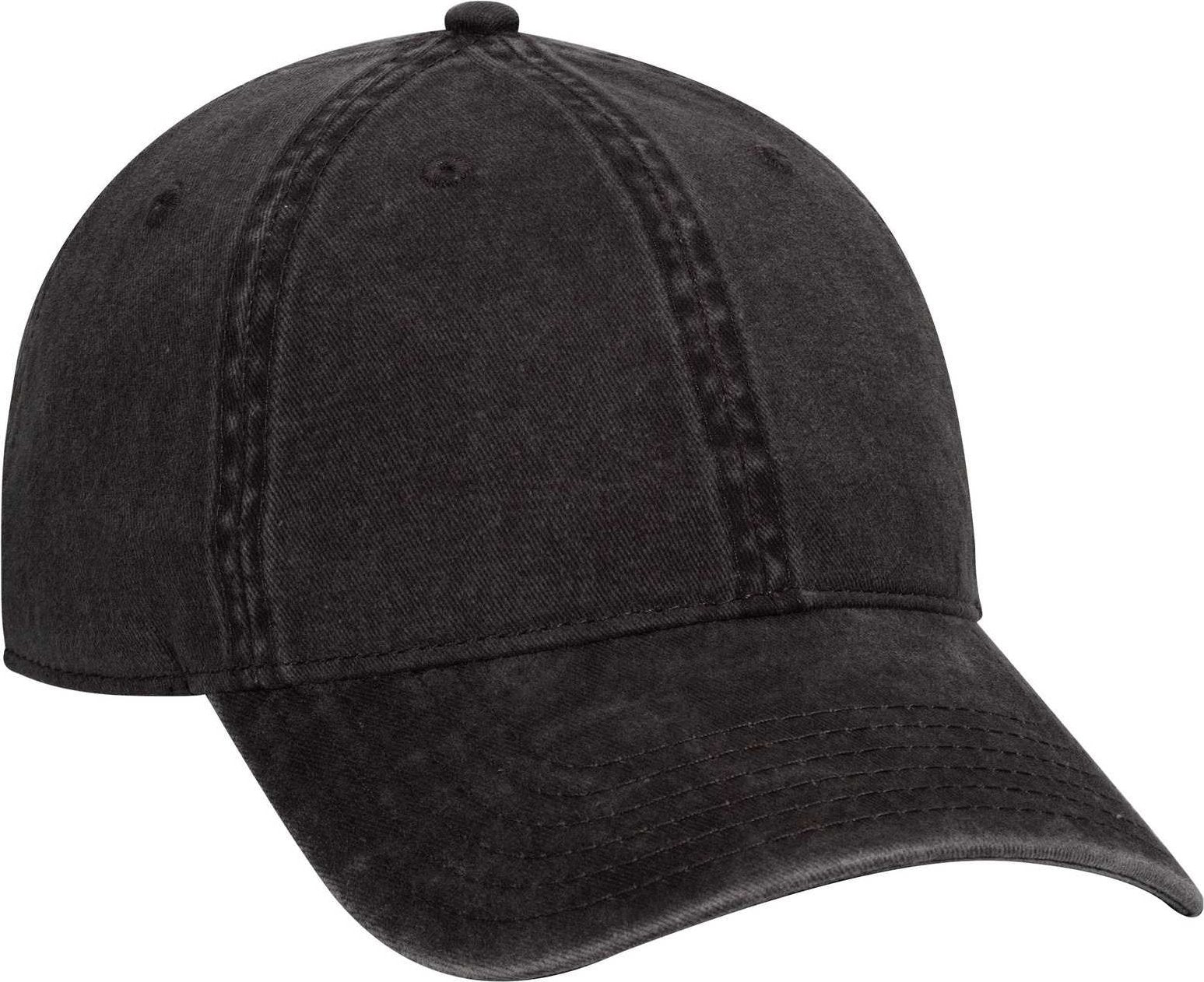 OTTO 18-711 Superior Washed Pigment Dyed Cotton Twill Low Profile Pro Style Cap - Black - HIT a Double - 1